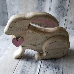 Reclaimed Wooden Reversible (pink/green) Rabbit Bunny
